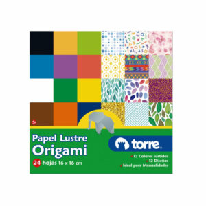 Papel Lustre Origami 16 x 16 cms 12 Diseños Torre