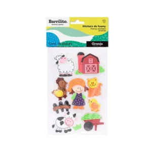 Goma Eva Stickers Figuras Granja Barrilito