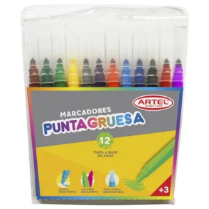 Plumones Scriptos Punta Gruesa 12 Colores Artel